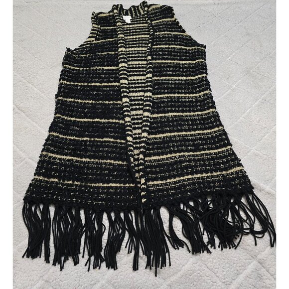 Chicos Womens Multicolor Striped‎ Duster Sweater Vest Farren Fringe Size 2 - Picture 5 of 13